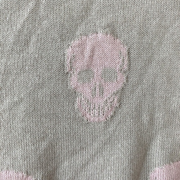 Chelsea + Theodore Skull Sweater Tan And Pink Cotton Modal - Picture 9 of 10